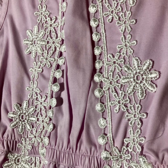 Calvin Klein girls lavender embroidered romper - Picture 3 of 6